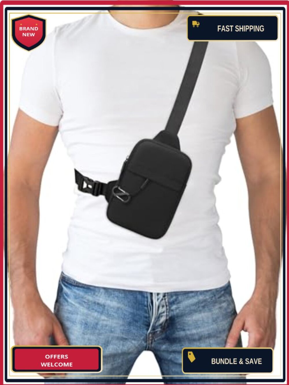 Peicees Small Sling Crossbody Bag Anti Theft Adjustable Strap Travel Daypack